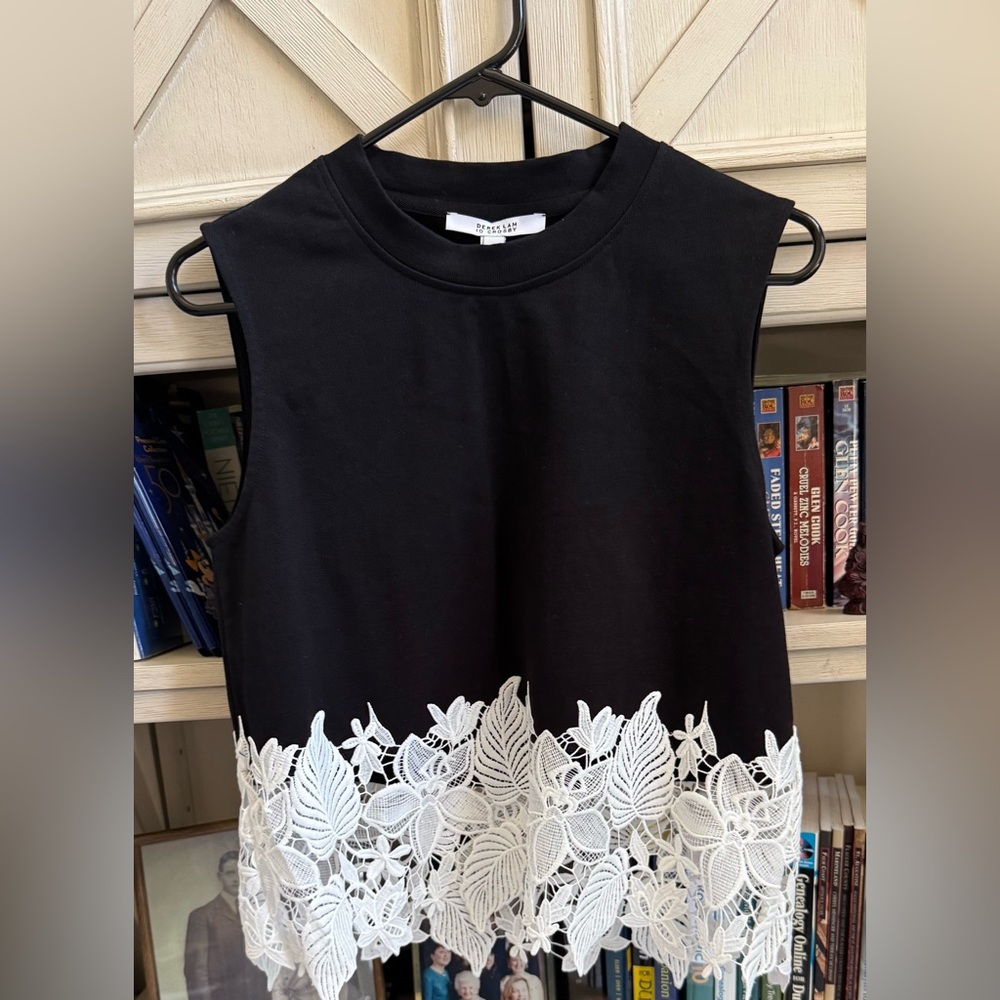 Derek Lam Black and White Sleeveless Muscle Tee